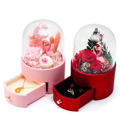 China Fashionable Big Vintage Customized Rose PVC Clear Flower Ring Glass Box Jewelry Packaging Soap Gift Jewelery Roses for sale