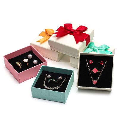 China Recycled Newest Luxury Jewelry Packaging Ring Materials Pendant Necklace Integration For Jewelry Storage And Packaging Bow Ribbon Paper Box for sale