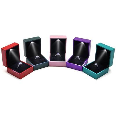 China Fashionable Candy Color Jewelry Ring Box Custom Jewelry Packaging Box With LED Light for sale