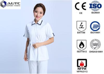 China Cotton Disposable Medical Clothing Round Neck Elastic Knitted Cuff Easy Cleaning zu verkaufen