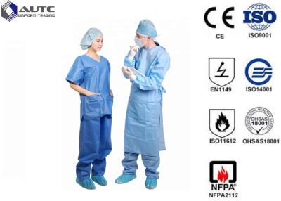 중국 Clinical Doctor Light Blue Scrubs Fluid Resistant Lint Free With Waist Tie 판매용