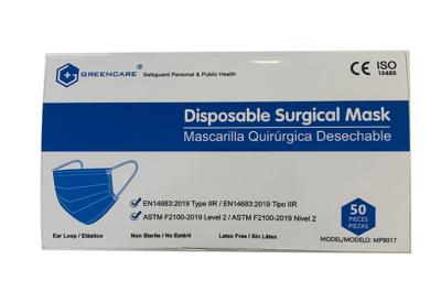 Κίνα Astm F2100-19 Level 2 510k /En 14683-2019 Type Iir 3-Ply Disposable Medical Surgical Mask προς πώληση