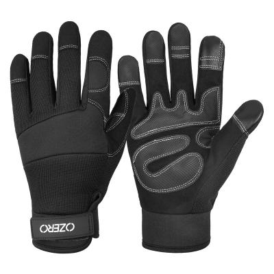 China Touch Screen Ozero Black Arbeitshandschuhe Synthetic Work Tractor Driver Utility Mechanic Safety Hand Leather Gloves Oil Resistant for sale