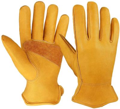 China Ozero Breathable Men's Sefety Welding Garden Mechanic Heavy Duty Industrial Hand Protection Work Gloves Yellow Leather with custom logo. for sale