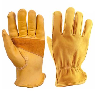 China Ozero Breathable Men's Yellow Work Top Safety Leather Grain Leather Industrial Protective Rigger Gloves Hand Moto. for sale