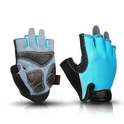 China Ozero Anti-Slip Half Finger Flipped Buckskin Leather Sports Exercise Weightlifting Fitness Training Hand Gloves Gym. for sale