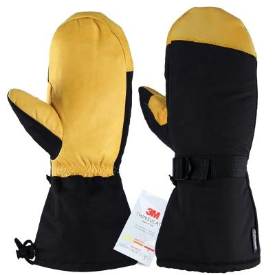 China Warm Waterproof Cowhide Ski Snowboard Mittens Gloves Unisex Waterpoof Fashion Winter Leather Ozero -40F. for sale