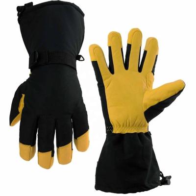 China Cold Proof Ozero Men's Waterproof Breathable Snow Ski Genuine Cowhide Leather Winter Gloves and Mittens Gloves. for sale