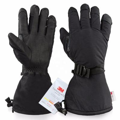 China Custom Logo -40F Winter Cold Proof Ozero Waterproof Cowhide Thinsulate Leather Leather Striped Ski Gloves Wholesale Gloves For Men Women. for sale