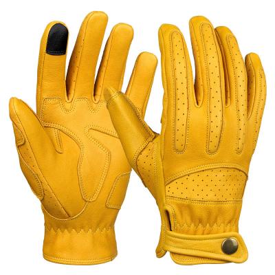 China Touch Screen Fingertips Ozero Leather Touchscreen Mountainbike Racing Yellow Shockproof Gloves For Sport Motorcycle Bike Riding Men And Women for sale