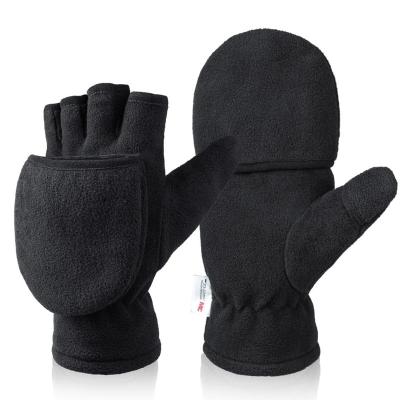 China Ozero Logo Custom Half Finger 100% Polyester Warm Cold Proof Winter Mittens Gloves Mow Unisex. for sale