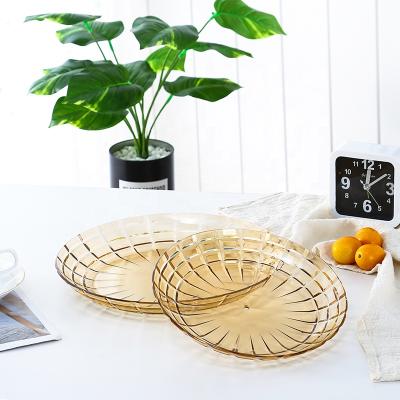 China Hot Selling Stocked Plastic PS Round Clear Reusable Fruit Tray Fruit Dish For Candy Food for sale