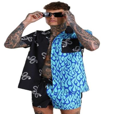 China Viable Casual Men's Hawaiian Sets Printing 2022 Summer Shorts Sleeve Button Shirt Beach Shorts Streetwear for sale