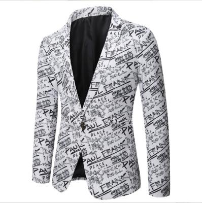 China 2022 Brand Clothing Breathable Mens Fashion Suit Party Coat Casual Slim Fit Jackets Buttons Suits Letter Floral Print Blazers Painting Male for sale