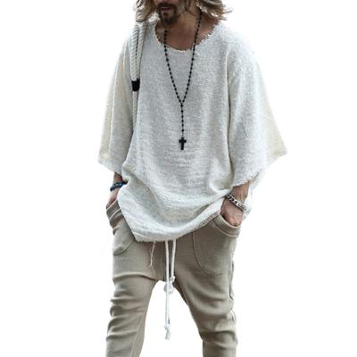 China Autumn Men Long Sleeve O Neck Pullover Men's Sweater Solid White Thin Casual Knitted Harajuku Loose Pullover Tops Pull Homme Streetwear for sale