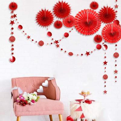 China Chinese New Year Red Tissue Paper Pompom Paper Fan Decor Quality Card Party Decorations For Girls Birthday Wedding Valentines Day for sale