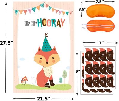 China Fun Woodland Party Supplies Pin the Tail on Fox Woodland Party Games Activities Favors for Kids Set of 24 Stickers for sale