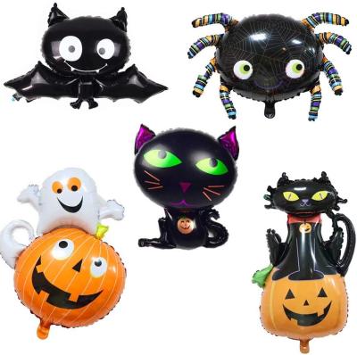 China Fun 5 Halloween Large Foil Balloons Black Spider Cat Bat Pumpkin Balloon Decoration Party Supplies for sale