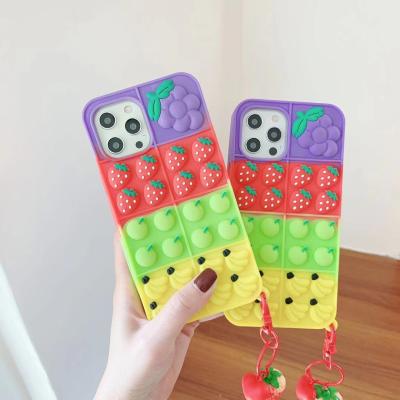 China 3D Anti-drop Fruit Phone Case For iPhone Bubble Toy Silicone Soft Full Cover Case For iPhone 11 12 PRO max 7 8 PLUS Shockproof Phone Cover for sale