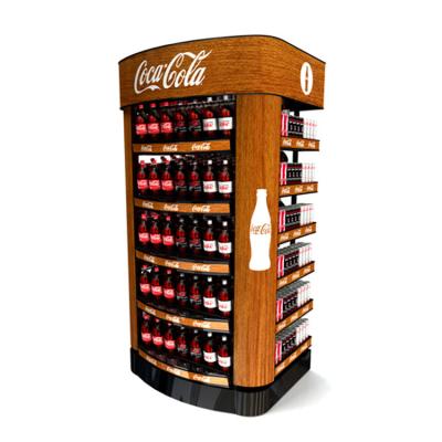 China Large capacity double side and floor wooden display stand for drinks or wine for sale