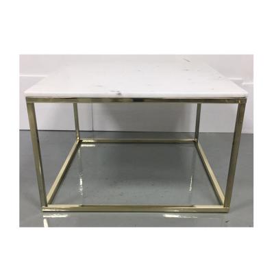 China Morden Regular Living Room Furniture Square Marble Coffee Table With Metal Legs for sale