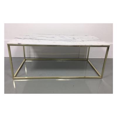 China Regular Living Room Furniture Morden Marble Coffee Table With Metal Legs for sale