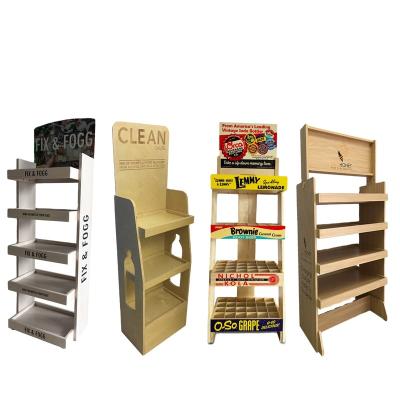 China Retail store standing pop up floor standing wooden wine&beverage display stand for sale