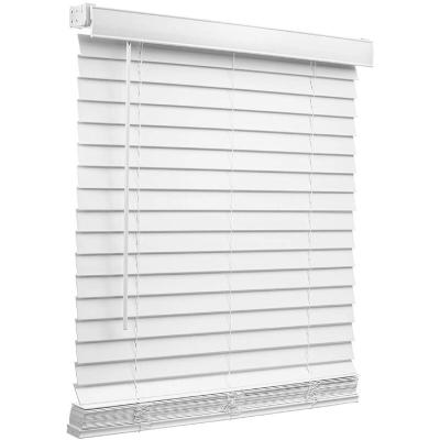 China Waterproof 50mm Fauxwood Cordless Horizontal Blind With Tilt Wand for sale