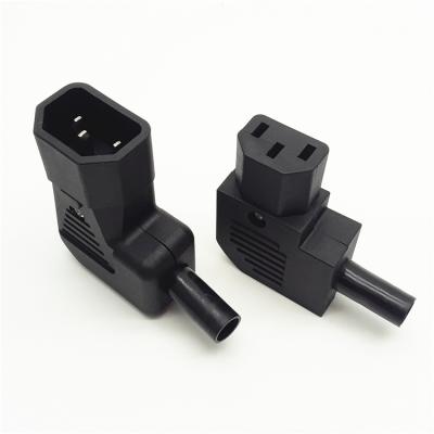 China Industrial c13 plug c14 pin c13 solid copper plug to c14 adapter connector angled 90 degree connector for sale