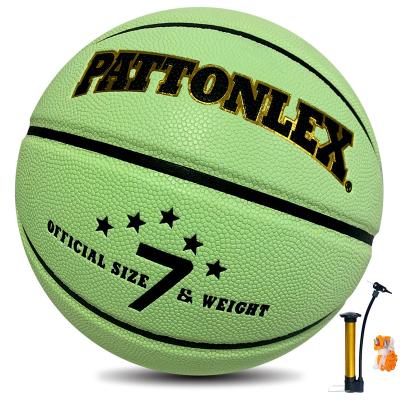 China PATTONLEX Luminous + Durable PU Leather Basket Ball Size 7/6/5/3 Luminous Glowing Basketball Basketball for sale