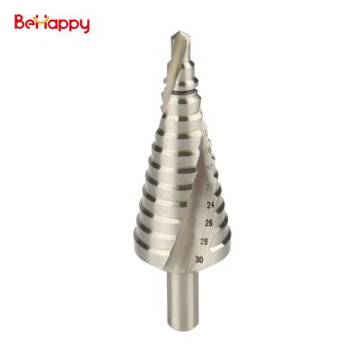 China Metal Drilling BEHAPPY Hot Sale 3PCS HSS Spiral Flute Step Drill Bits White Finish For Sheet Metal OEM Supplied for sale