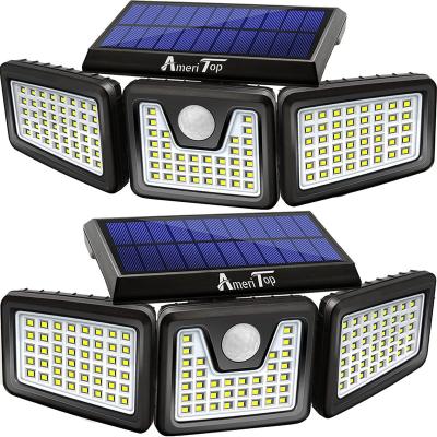 China Modern Solar Lights Outdoor Wireless Solar Brightness LED Motion Sensor Lights 3 Heads 270 Wide Angle Illumination Adjustable for sale