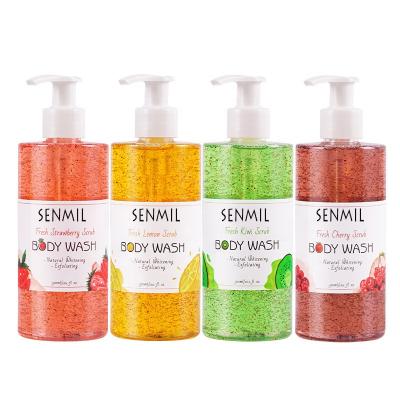 China Best Private Label Body Refreshing Custom Fruit Scrub Shower Gel Exfoliating Whitening Body Wash for sale