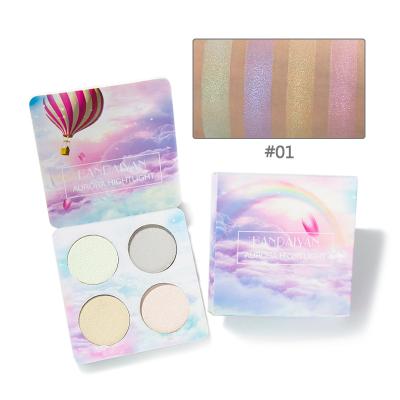 China Wholesale Sunscreen Private Label Chameleon Pigment Made Highlight Makeup, 4 Colors Pressed Highlighter Bar Palette For Makeup for sale