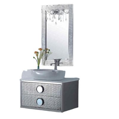 China Modern Stainless Steel Bathroom Cabinet Vanity Cabinet in Bathroom Laundry Sink Steel Cabinet SS9027 for sale