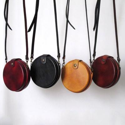 China Fashion Ladies Bag Straps Shoulder Cross - Body Vintage Leather Women Small Round Cross - Body Bag for sale