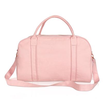 China Custom Wholesale Canvas Zipper Bag Large Weekender Fashion Travel Duffel Bag Pink For Women for sale