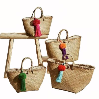 China Fashion Beach Straw Bag Bridesmaid Gift One Inside Pocket Straw Beach Bag for sale