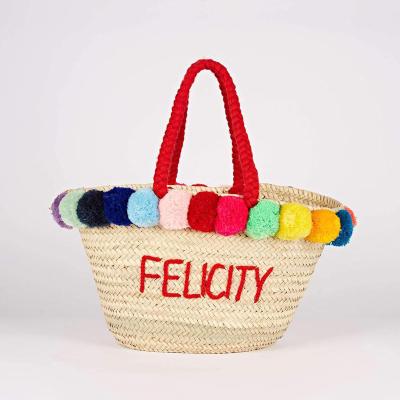 China Fashion Straw Bag Monogrammed Large Women's Tassel Straw Beach Bag for sale