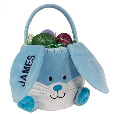 China Cute Plush Bunny Easter Baskets For Gifts Hunt Tote Bucket Pink Monogram Blank Stuffed Easter Egg for sale