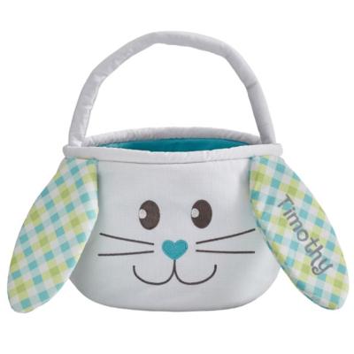 China Cute Easter Outdoor Bucket Customized Soft Monogrammed Ears Bunny Easter Bucket Cute Plush Bowknot for sale