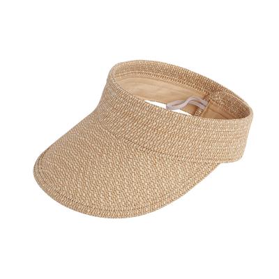 China Hot Sale Barred Sun Visor Hats Overflow Straw Hats Summer Protection Beach Rolled Cap for sale