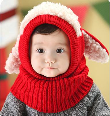 China Cute Ear Shape Winter Children Cute Beanie Hat Set Baby Knitted Beanies Kids Hats for sale