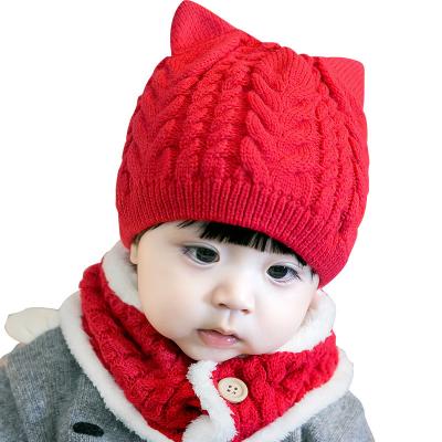 China New Fashion Casual Infant Kids Boys Girls Neck Warmer Winter Baby Hat And Scarf Seal With Crochet Knitted Hats for sale