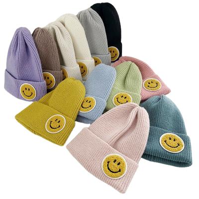 China Outdoor Colorful Adults Acrylic Winter Cuff Knit Custom Beanie Hats for sale