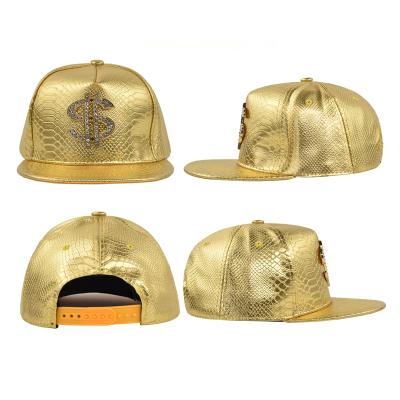 China Factory COMMON Custom Your Own Logo Flat Hat Bill Classic Men PU Hip-Hop Flat Hats Bill Snapback Hat Crocodile Metal Leather Label Hat for sale