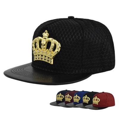 China Hip-hop COMMON Hat Crown Brim Baseball Cap Personality Leather Brim Trucker Hat Hip-Hop Net Mesh Flat Hat for sale