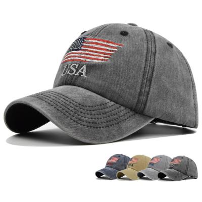 China Washed and Distressed American Hats JOINT USA Baseball Hat Embroidery Logo Embroidered Outdoor Sports Skating Baseball Cap for sale