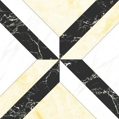 China Modern Luxurious Black And White Simple Glazed Porcelain Floor Decoration Pattern Tiles for sale