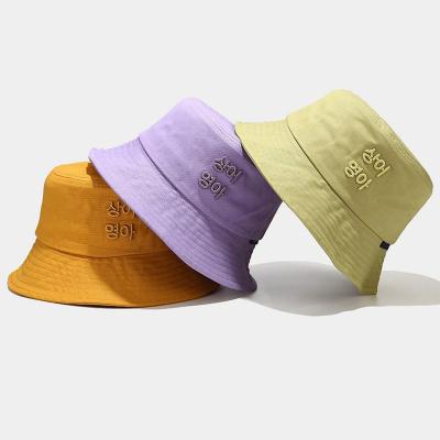 China Custom Character Order 100% Cotton Bucket Hat Embroidery Logo for sale